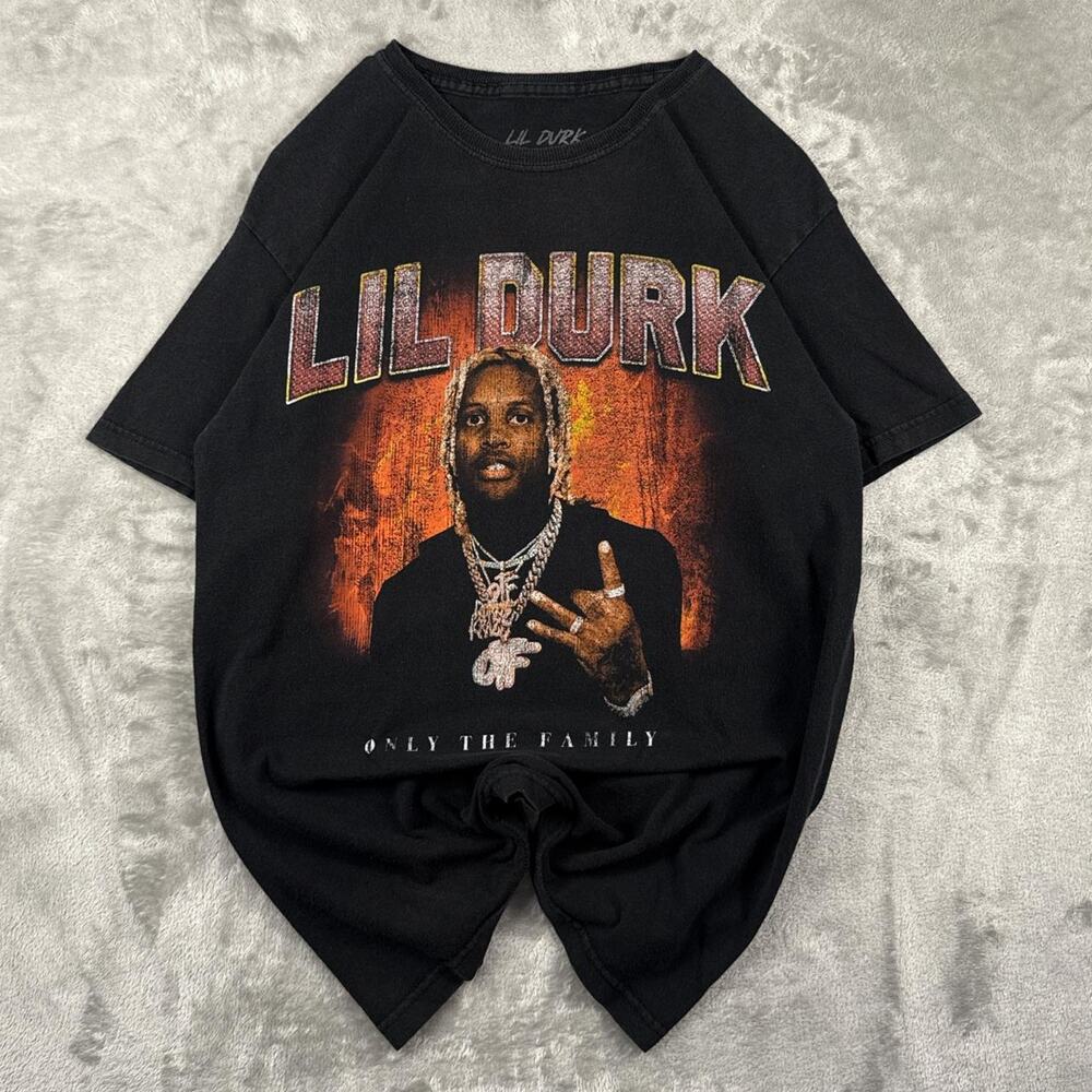 Lil durk only the family fire aop t shirt size medium